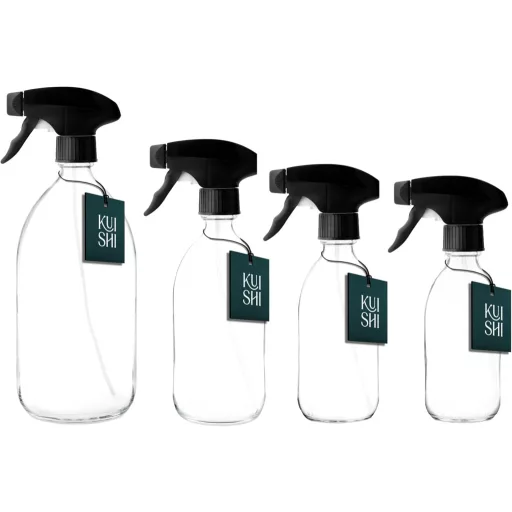 Kuishi Átlátszó Üveg Permetező Palack Fekete Pumpával 500ml Tartós Spray Flakon Tisztításhoz Növényápoláshoz