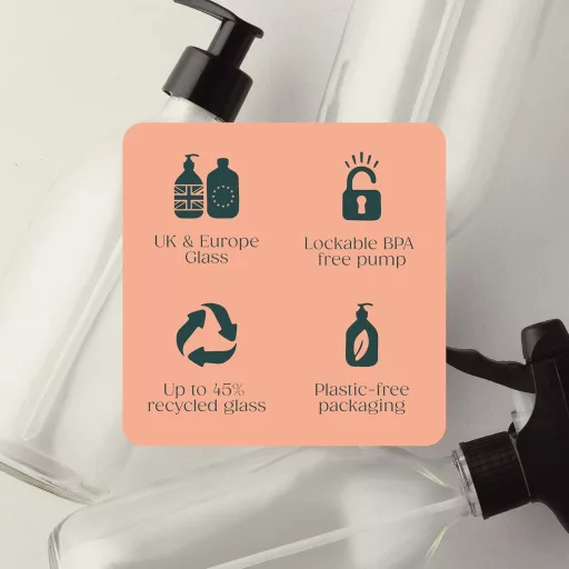 Kuishi Átlátszó Üveg Permetező Palack Fekete Pumpával 500ml Tartós Spray Flakon Tisztításhoz Növényápoláshoz