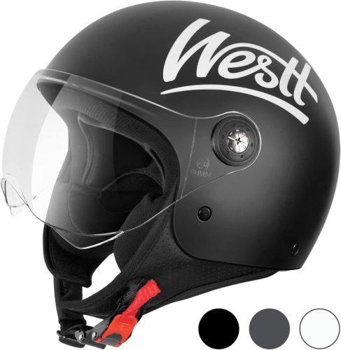Cască Moto Retro Westt - Omologată ECE, cu Vizor Solar Integrat