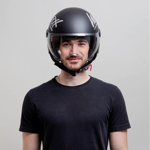 Cască moto Westt Classic Sun Jet - Negru Mat - Stil Vintage - Certificare ECE - Mărime M (57cm) - 7 Guri de Aerisire