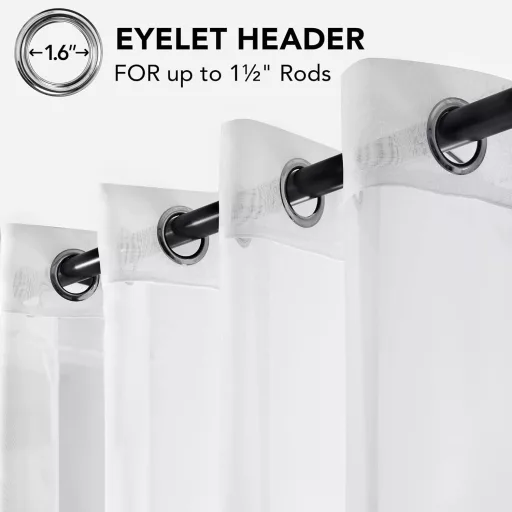 Deconovo Biela priesvitná súprava záclon - 2 ks voálových zatemňovacích panelov s pútkami, 229x140 cm, polyester, dekorácia okien do obývačky a spálne