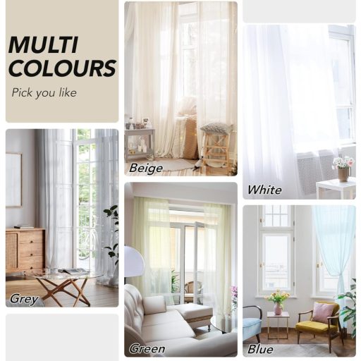 Deconovo Fehér Fényáteresztő Függöny Szett - 2 db Voile Sötétítő Fülespanel, 229x140 cm, Poliészter, Nappali és Hálószoba Ablakdekoráció