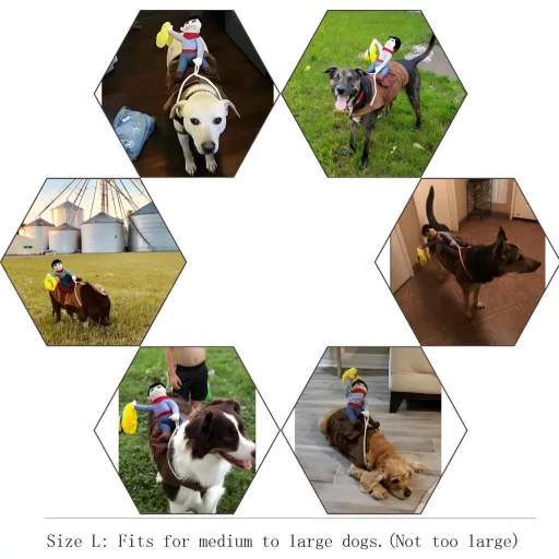 DELIFUR kaubojski kostim za pse - Podesiva veličina L, Jednostavna Halloween odjeća za male, srednje i velike pse