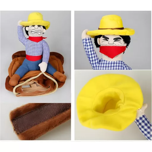 DELIFUR Cowboy Lovas Jelmez Kutyáknak - Állítható L-es Méret, Könnyen Használható Halloweeni Öltözet Kistestű, Közepes és Nagytestű Kutyákna