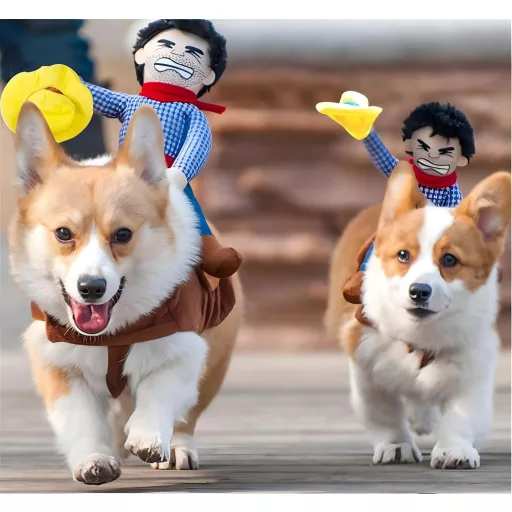 DELIFUR Cowboy Lovas Jelmez Kutyáknak - Állítható L-es Méret, Könnyen Használható Halloweeni Öltözet Kistestű, Közepes és Nagytestű Kutyákna