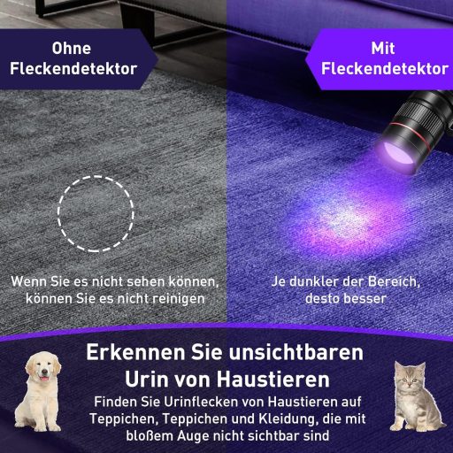 Lanternă UV LED Eletorot cu carcasă din aluminiu, lumină neagră