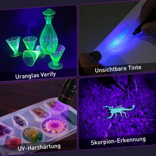 Eletorot UV LED Zseblámpa Fekete Fény Alumínium Házban