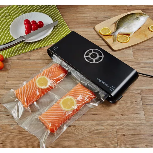 Aparat de vidat AmazonBasics, lățime sigilare 30 cm + rolă pungi de vidat, negru