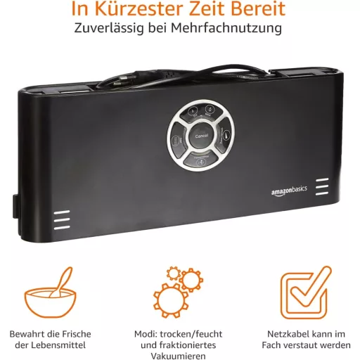 AmazonBasics Vákuumozó Gép 30cm Hegesztéssel + Vákuumtasak Tekercs Fekete