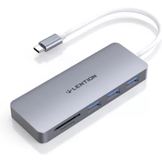   LENTION 5-in-1 USB-C Hub – 3 porty USB 3.0 + čítačka kariet SD/TF – pre MacBook, Chromebook, Dell XPS, Asus ZenBook a notebooky s portom USB-C