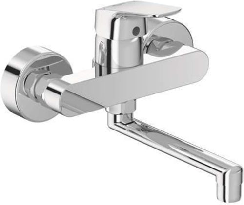 Baterie bucătărie Ideal Standard Ceraflex, montare pe perete, cu pipă de 200 mm, cromată, rotativă, racord S, cu sistem de economisire a apei, cartuș de 38 mm