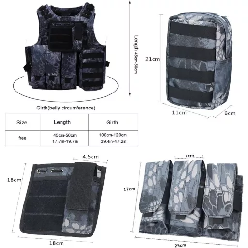 Taktická vesta QMFIVE MOLLE RRV s vreckami na airsoft, poľovačku a výcvik