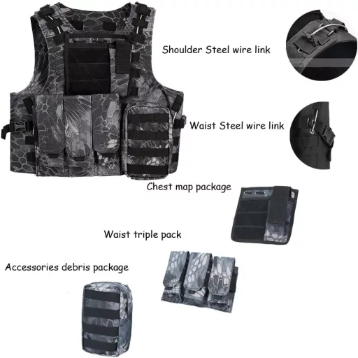 Taktická vesta QMFIVE MOLLE RRV s vreckami na airsoft, poľovačku a výcvik