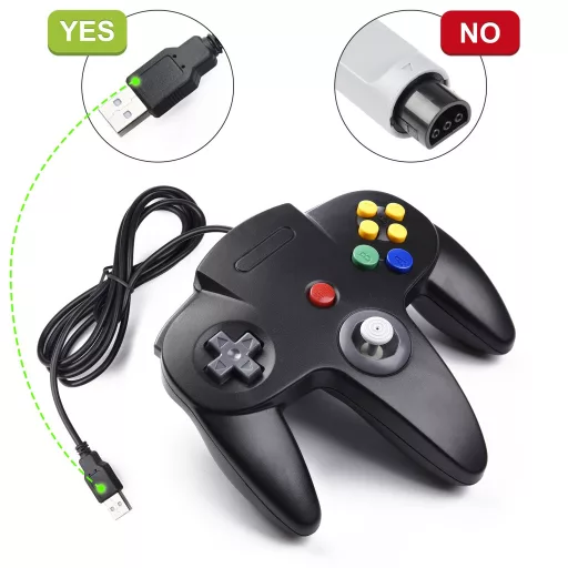 Miadore 2x Retro N64 USB gamepad joystick klasický káblový ovládač pre PC Mac Raspberry