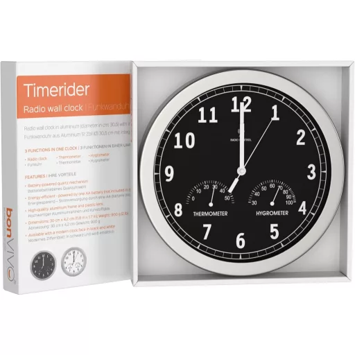 bonVIVO Classic 30 cm Rádiójel Vezérelt Falióra Csendesen Működő Nappali Irodai Konyhai