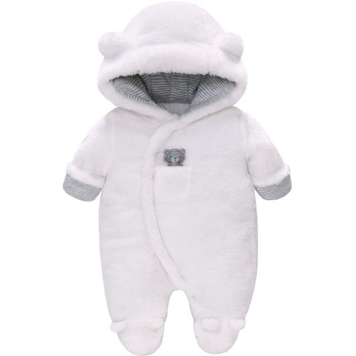 Salopetă Vine Baba Téli Kapucnis - Costum de zăpadă polar pentru băieți și fete, amestec ușor de bumbac, culoare albă