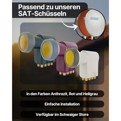 SCHWAIGER monoblokový Single LNB satelitný prijímač, biely