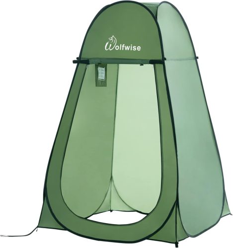 Cort portabil WolfWise pentru duș și vestiar - Cabină privată pop-up pentru camping, poliester impermeabil, 190 cm înălțime, verde