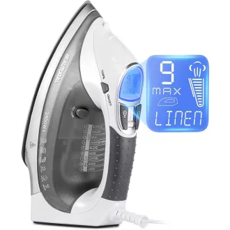   BEAUTURAL 2400W Gőzvasaló Kerámia Talppal 340ml Tartály 9 Gőzfokozat LCD Kijelző - White-grey