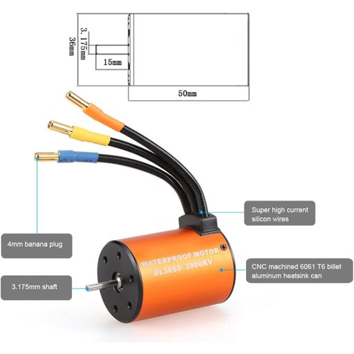 GoolRC 3650 3900KV Vodootporni Brushless Motor 60A ESC Set za 1/10 RC Auto