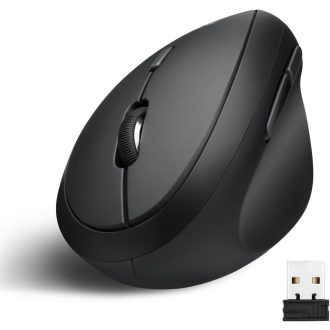   Perixx PERIMICE-719 Ergonomikus Vezeték Nélküli Optikai Egér 6 Gombbal, Állítható DPI (800/1200/1600), Fekete, PC-hez