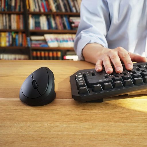 Perixx PERIMICE-719 Mouse Optic Ergonomic Wireless cu 6 Butoane, DPI Ajustabil (800/1200/1600), Negru, pentru PC