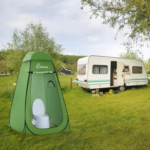 WolfWise Hordozható Pop-Up Öltözősátor - Zuhanyzó és WC Sátor Kempingezéshez, UV-védelemmel, Vízlepergető Bevonattal, Zöld, 120x120x190 cm - Green