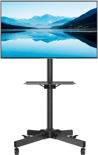 1home Suport Mobil TV cu Rotițe pentru Ecrane Plasmă/LCD/LED de 23-55" - Cărucior TV Reglabil pe Înălțime pentru Acasă