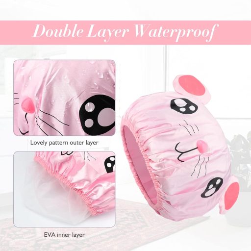 G2PLUS 2db Gyerek Fürdőkabát Vízálló Rajzfilm Mintás Zuhanysapka Pink és Szürke