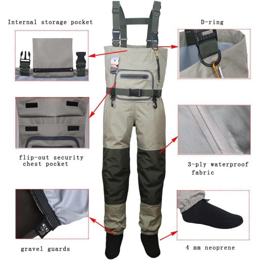Cizme de pescuit respirabile Kylebooker, salopetă impermeabilă pentru pescuit, waders cu piept.