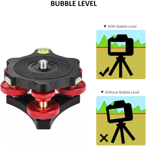 Andoer Tripod Leveling Base Alumínium Szintezővel Canon Nikon Sony DSLR Kamerához