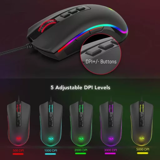 Redragon M711 COBRA Gaming Egér 16.8M RGB Háttérvilágítás 10000 DPI