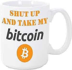 Cană pentru Fanii Bitcoin - "Ia Bitcoinul Meu" cu Inscripție Amuzantă, 350 ml