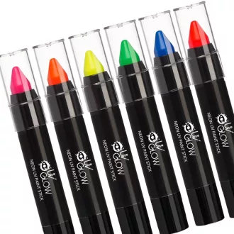   UV Glow Neon UV Ceruza Szett - Arcra és Testre, 6 Szín, UV Fény Alatt Világít