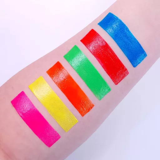 UV Glow Neon UV Ceruza Szett - Arcra és Testre, 6 Szín, UV Fény Alatt Világít