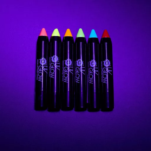 UV Glow Neon UV Ceruza Szett - Arcra és Testre, 6 Szín, UV Fény Alatt Világít