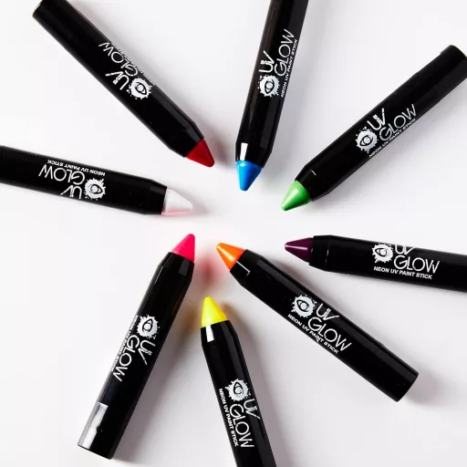 UV Glow Neon UV Ceruza Szett - Arcra és Testre, 6 Szín, UV Fény Alatt Világít