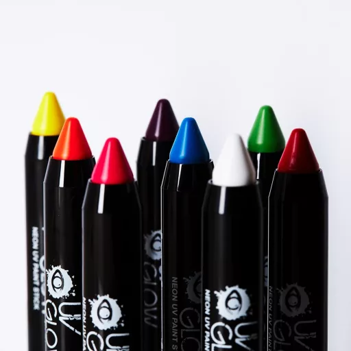 UV Glow Neon UV Ceruza Szett - Arcra és Testre, 6 Szín, UV Fény Alatt Világít