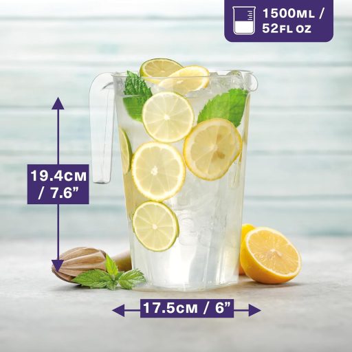 Matana 6-dielna súprava 1,5-litrových odolných plastových džbánov - Koktailové dávkovače na párty a podujatia - Opakovane použiteľné dávkovače nápojov