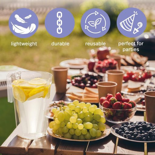 Matana 6-dielna súprava 1,5-litrových odolných plastových džbánov - Koktailové dávkovače na párty a podujatia - Opakovane použiteľné dávkovače nápojov