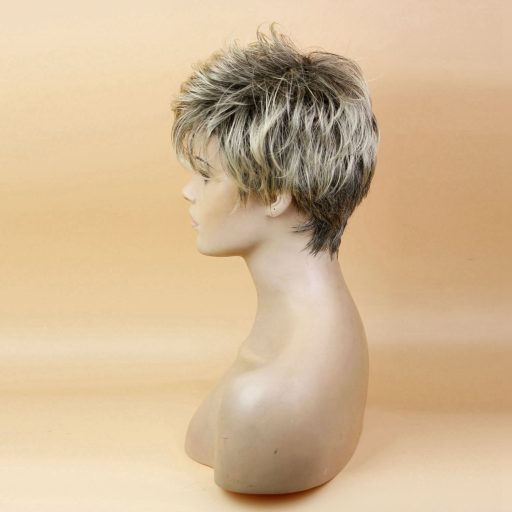 Dámska krátka syntetická parochňa Fouriding s tieňovanými blond korienkami