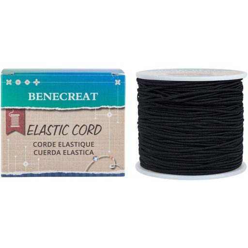 BENECREAT Fir elastic negru de 1,5 mm, 70 m, ață stretch pentru confecționarea brățărilor și a colierelor cu mărgele