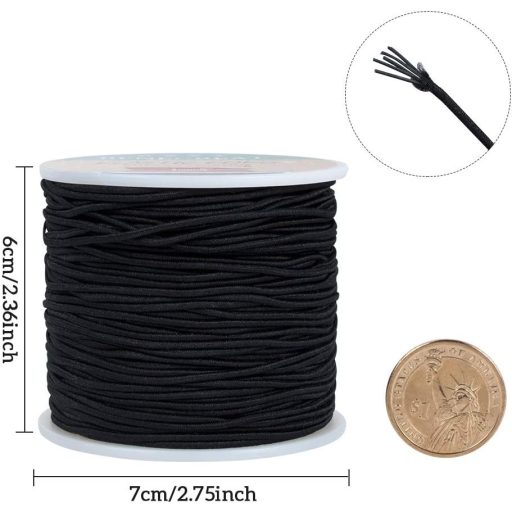 BENECREAT Fir elastic negru de 1,5 mm, 70 m, ață stretch pentru confecționarea brățărilor și a colierelor cu mărgele