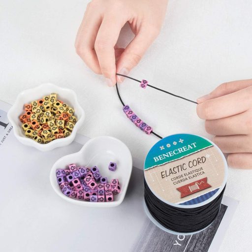 BENECREAT Fir elastic negru de 1,5 mm, 70 m, ață stretch pentru confecționarea brățărilor și a colierelor cu mărgele