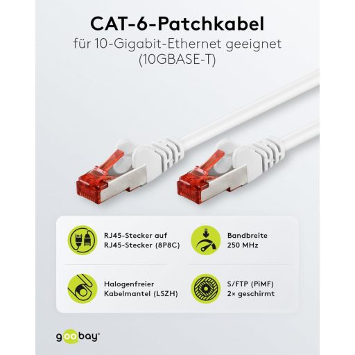 Cablu Ethernet ecranat Goobay CAT6 S-FTP 30m, conectori RJ-45 placați cu aur