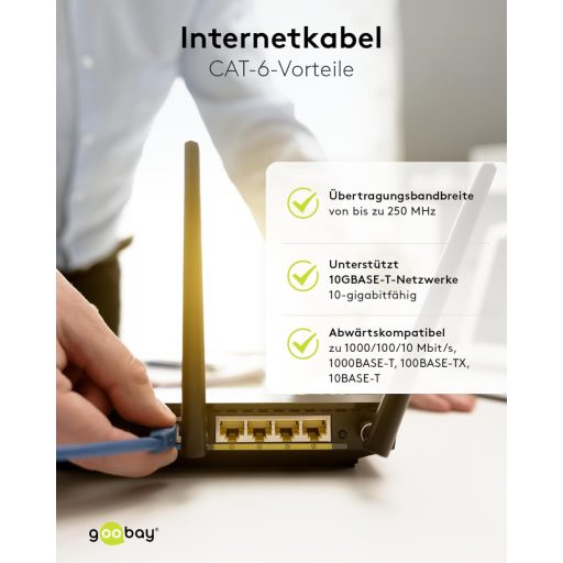Cablu Ethernet ecranat Goobay CAT6 S-FTP 30m, conectori RJ-45 placați cu aur
