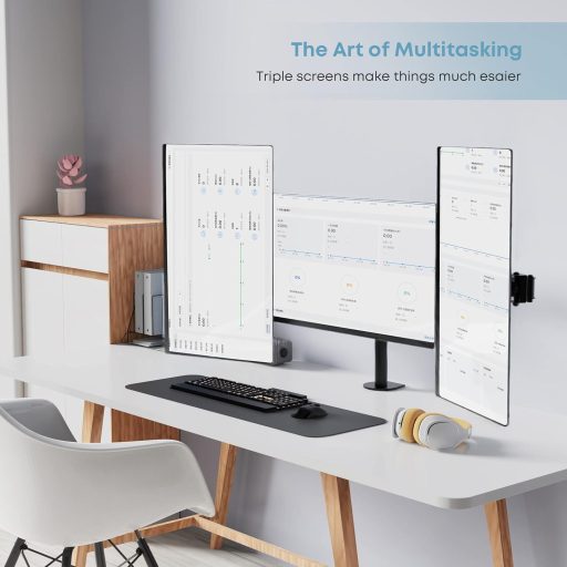 Putorsen Dupla Monitortartó Kar - Asztali Rögzítés, 10 cm-ig, Kábelrendezővel, Fekete/Fehér, TV Kompatibilis, MAS-3 Modell