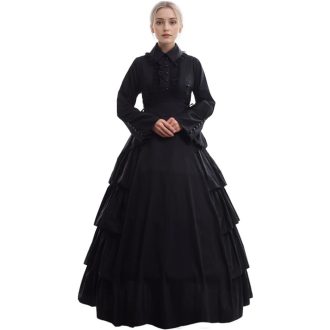   GRACEART Gotické viktoriánske renesančné maxi šaty čierne XXL