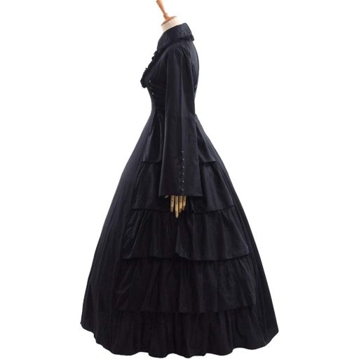 GRACEART Rochie Maxi Gotică Victoriană Renascentistă Neagră XXL