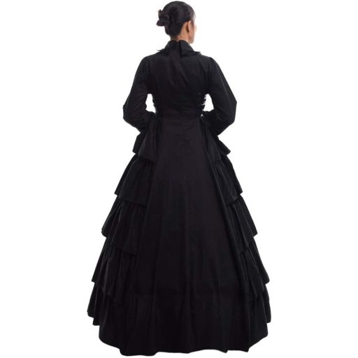 GRACEART Rochie Maxi Gotică Victoriană Renascentistă Neagră XXL